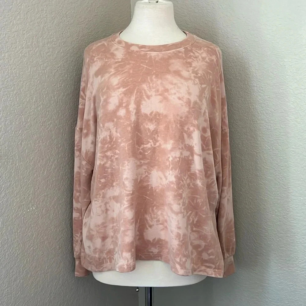 KAILEIGH peach tie dye crewneck sweater sweatshirt